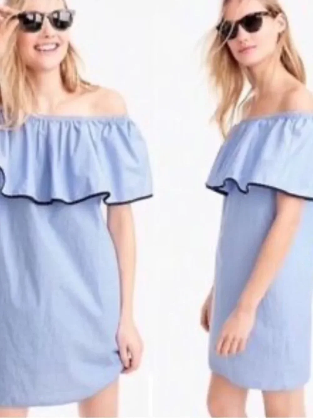 J. Crew Off-Shoulder Ruffled Cotton Mini Dress, S